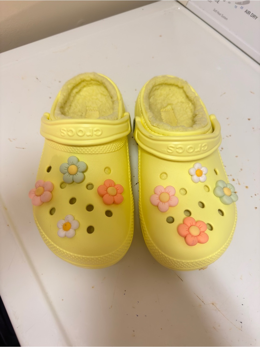 CROCS  Classic Clog with Flower Charms in Bright Yellow